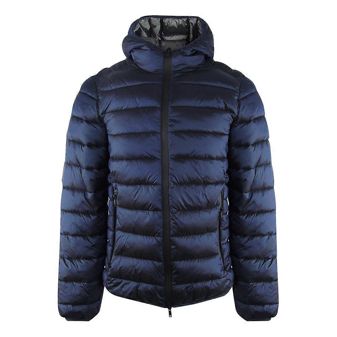 Ice Iceberg Plain Padded Hooded Dark Navy Blue Jacket