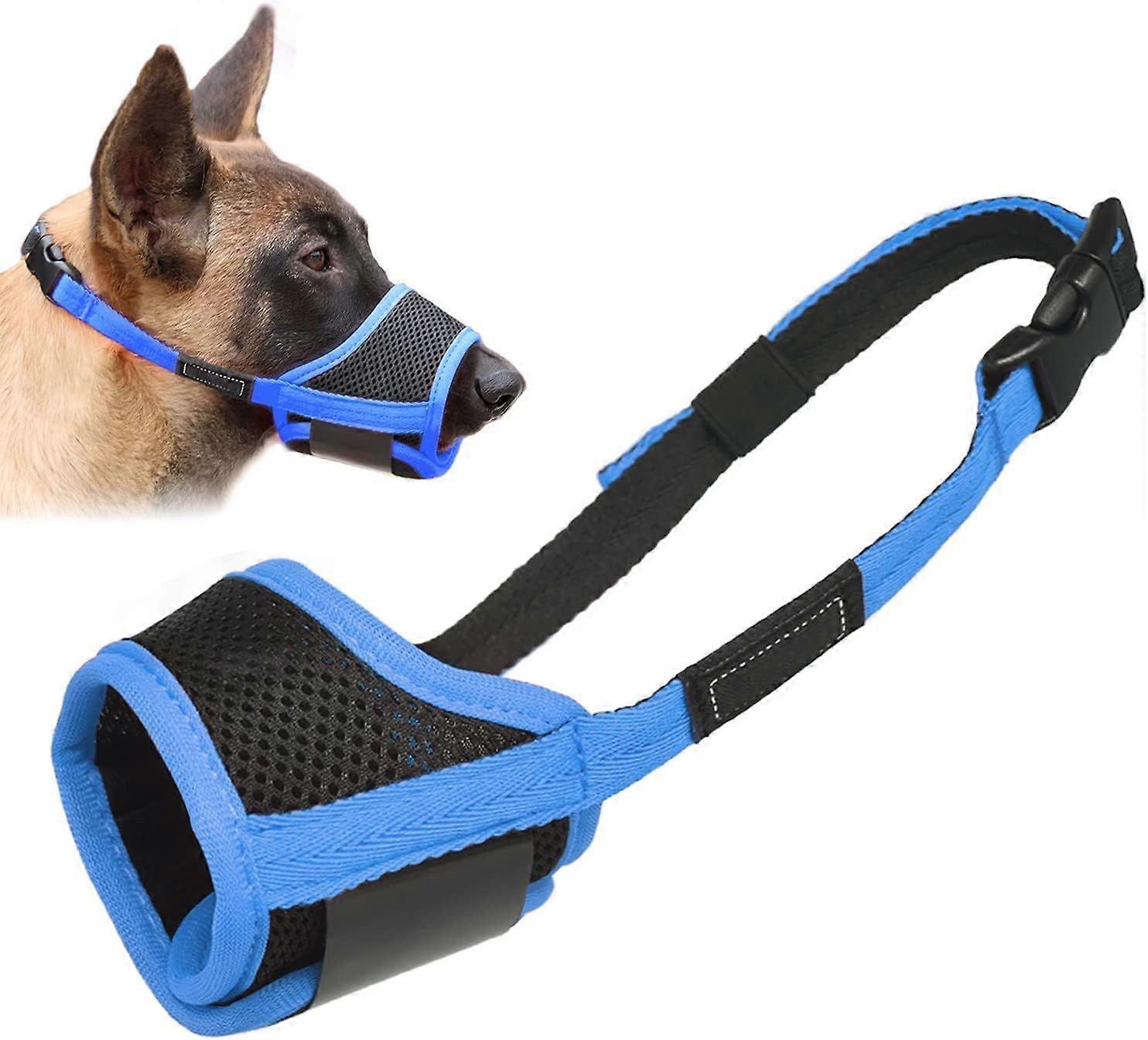 LUCKYPAW Dog Muzzle Anti Biting Barking and Chewing with Comfortable Mesh Soft Fabric and Adjustable Strap, Suitable for Small, Medium and Large Dogs(