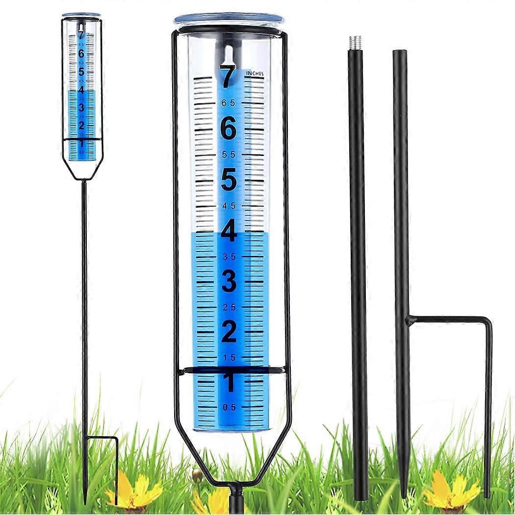 Rain gauge with adjustable pole, easytoread measurement for gardens, tall for yards