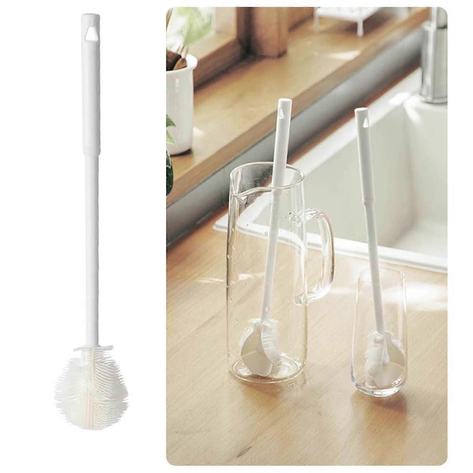 Silicone Cup Brush For Narrow-Neck Bottles, 360 Degree Soft Bristles, Long Handle, Compatible With Narrow-Neck Bottles