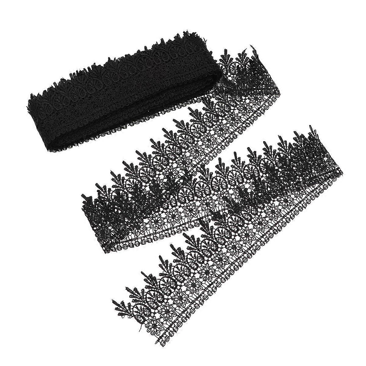 DIY Handmade Cloth Accessories Floral Embroidered Lace Fabric present Wrapping Scrapbook Decoration Black 1 Roll