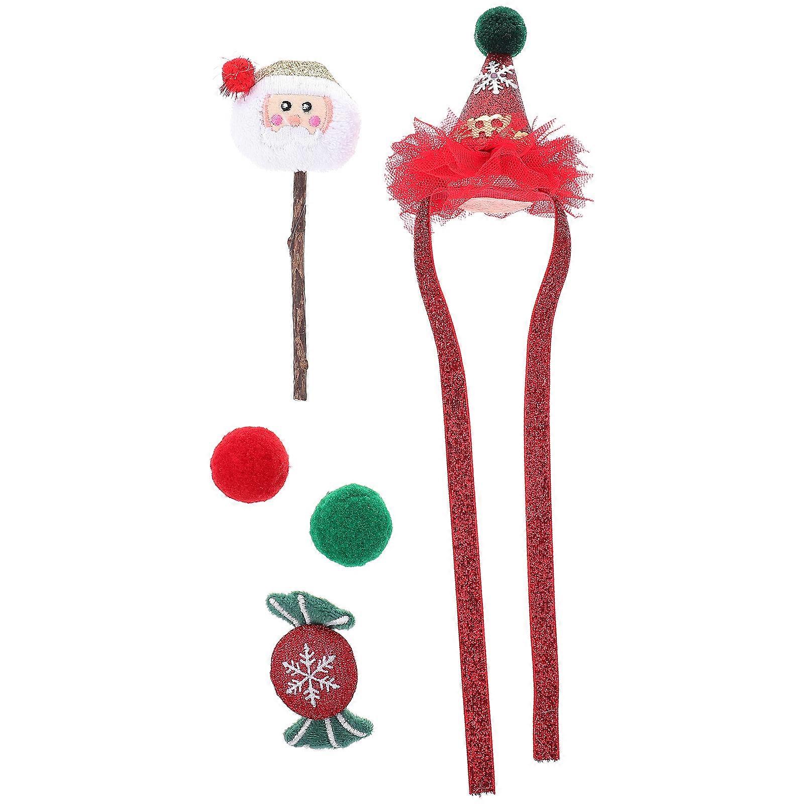 Pet Cat Toys Round Shape Wood Material Holiday Cat Toy Friendship Building 5Pcs