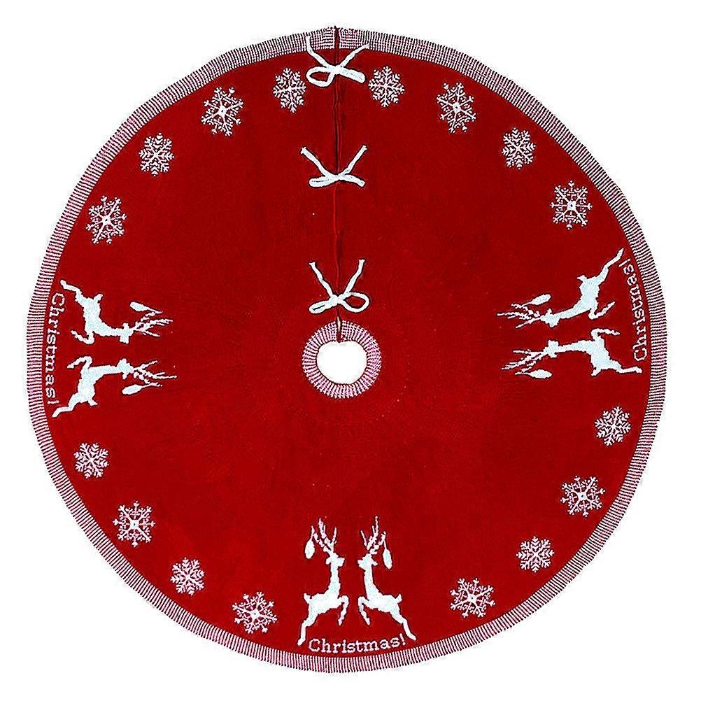 Crochet Tree Skirt Knitting Acrylic Carpet Christmas Celebration Home Decoration Red 95cm Diameter Adds Extra Color and Decoration 1Pcs