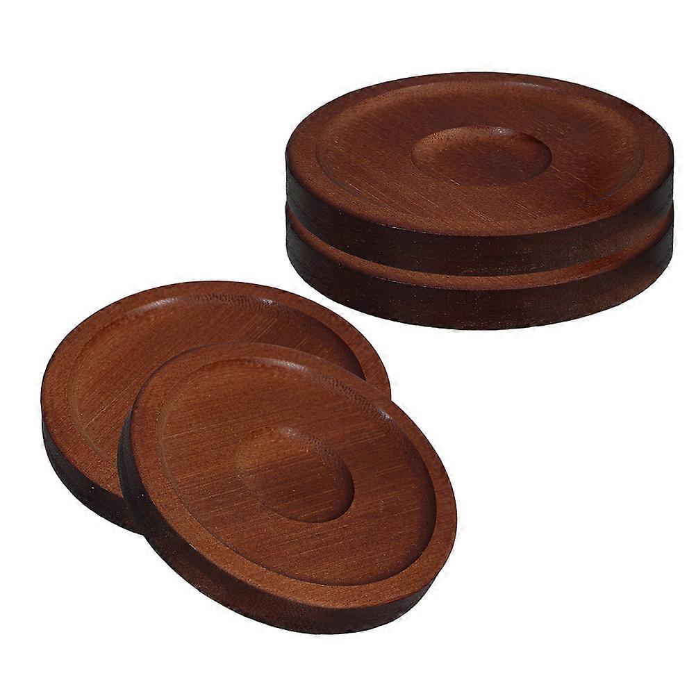 Drink Coasters Wooden Rotatable Anti-Skid For Home And Office Use Dark Red 4Pcs