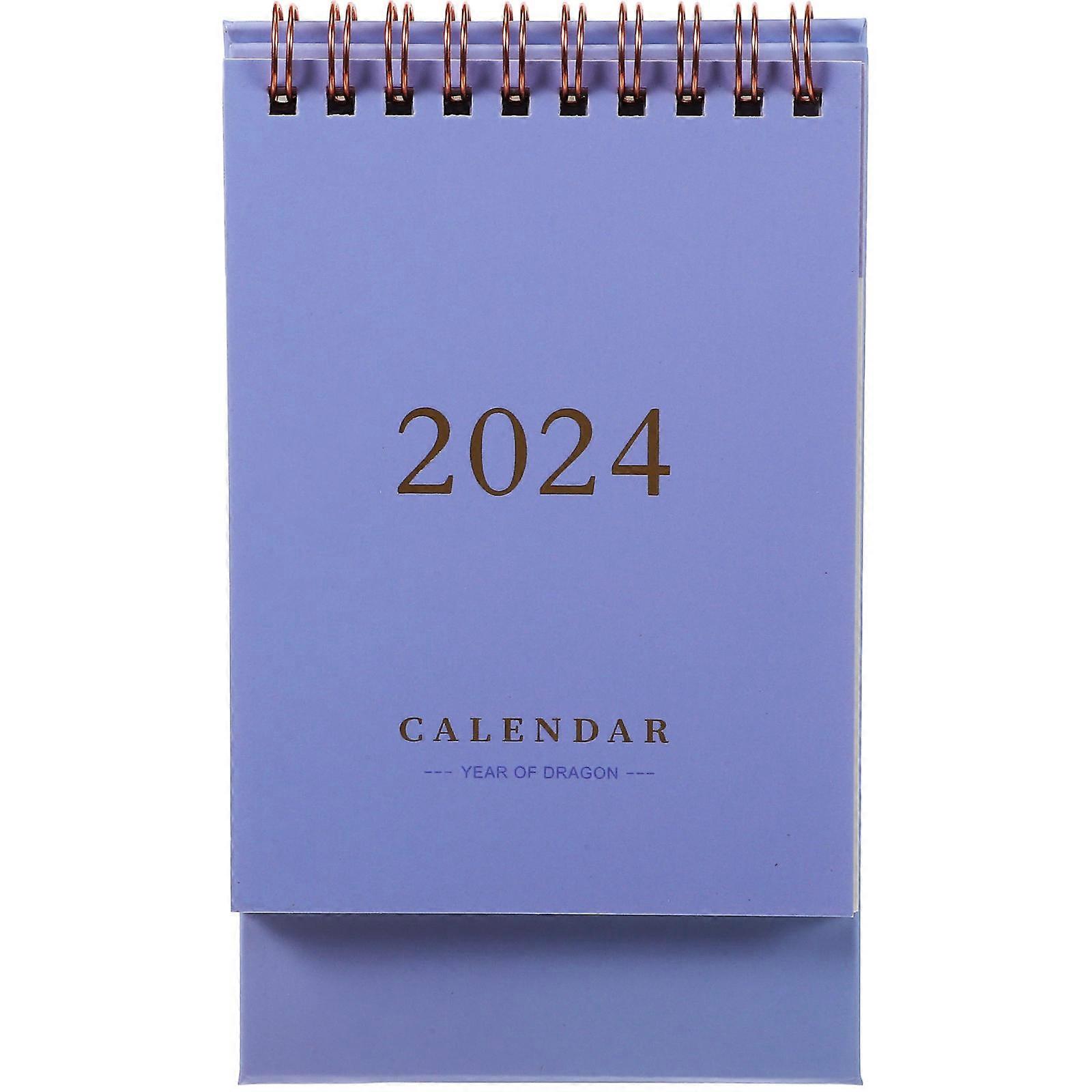 Monthly Calendar Flip Desk Calendar With Stand Office Use Purple Paper 1Pcs