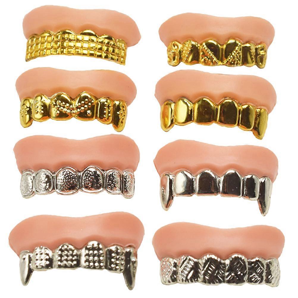 8pcs Halloween Fake Teeth Funny Zombie Costume Props for Parties, Compact Stylish Accessories for Halloween Celebrations and Fun Activities