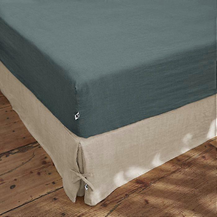 Leffet papillon Soline fitted sheet all sizes Washed linen - Soline Slate - 180 x 200 cm 30 cm gusse
