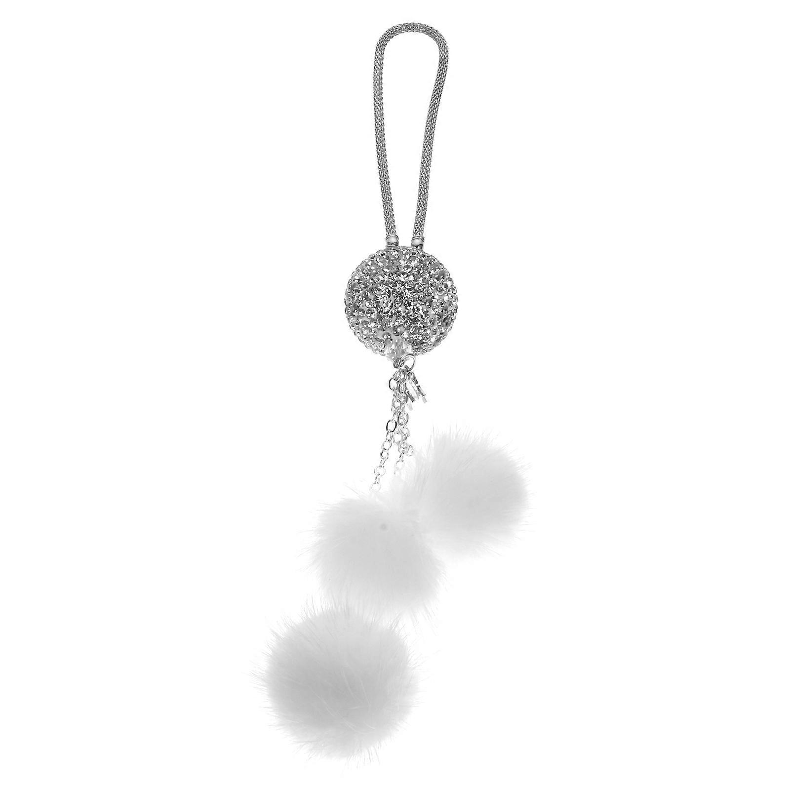Rhinestone Ball Car Pendant for Auto Interior Decor with Synthetic Material White