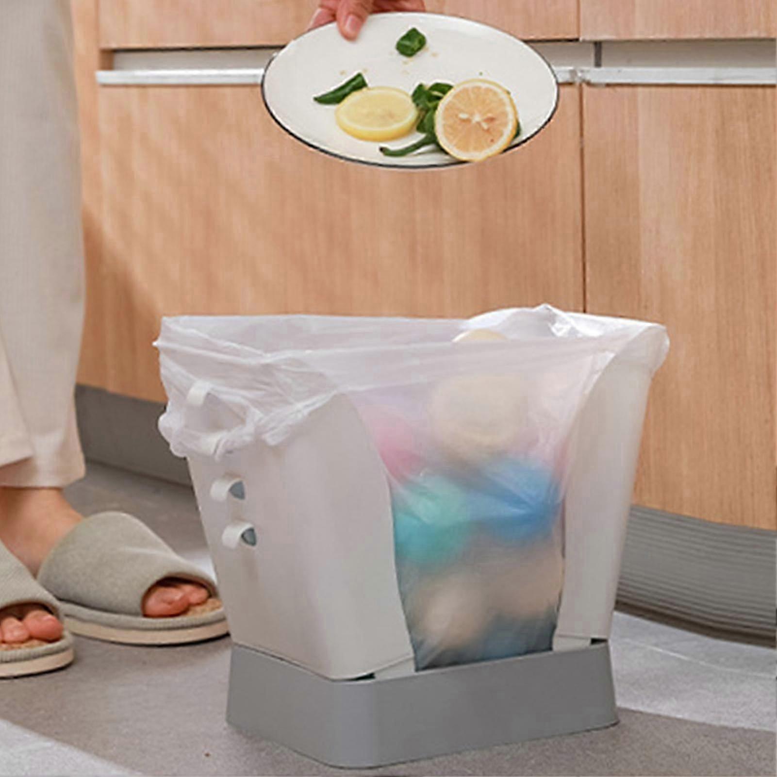 Expandable Large Capacity Plastic Garbage Can for Kitchen Bathroom Pale Grey