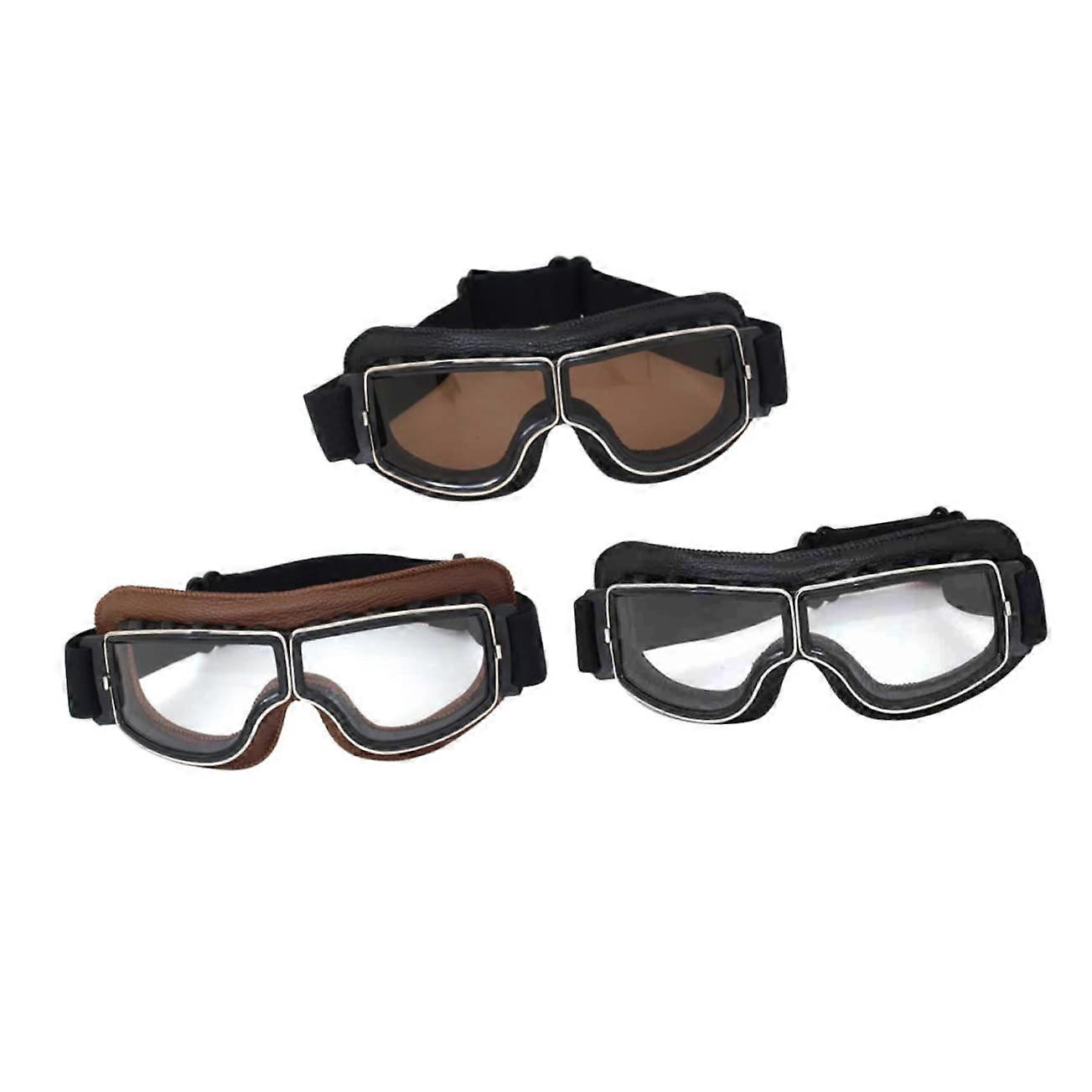 Motorcycle Helmet Goggles UV400 Lens Ski Snowboard Goggles Adjustable Frame Anti-Fog Mens Size M