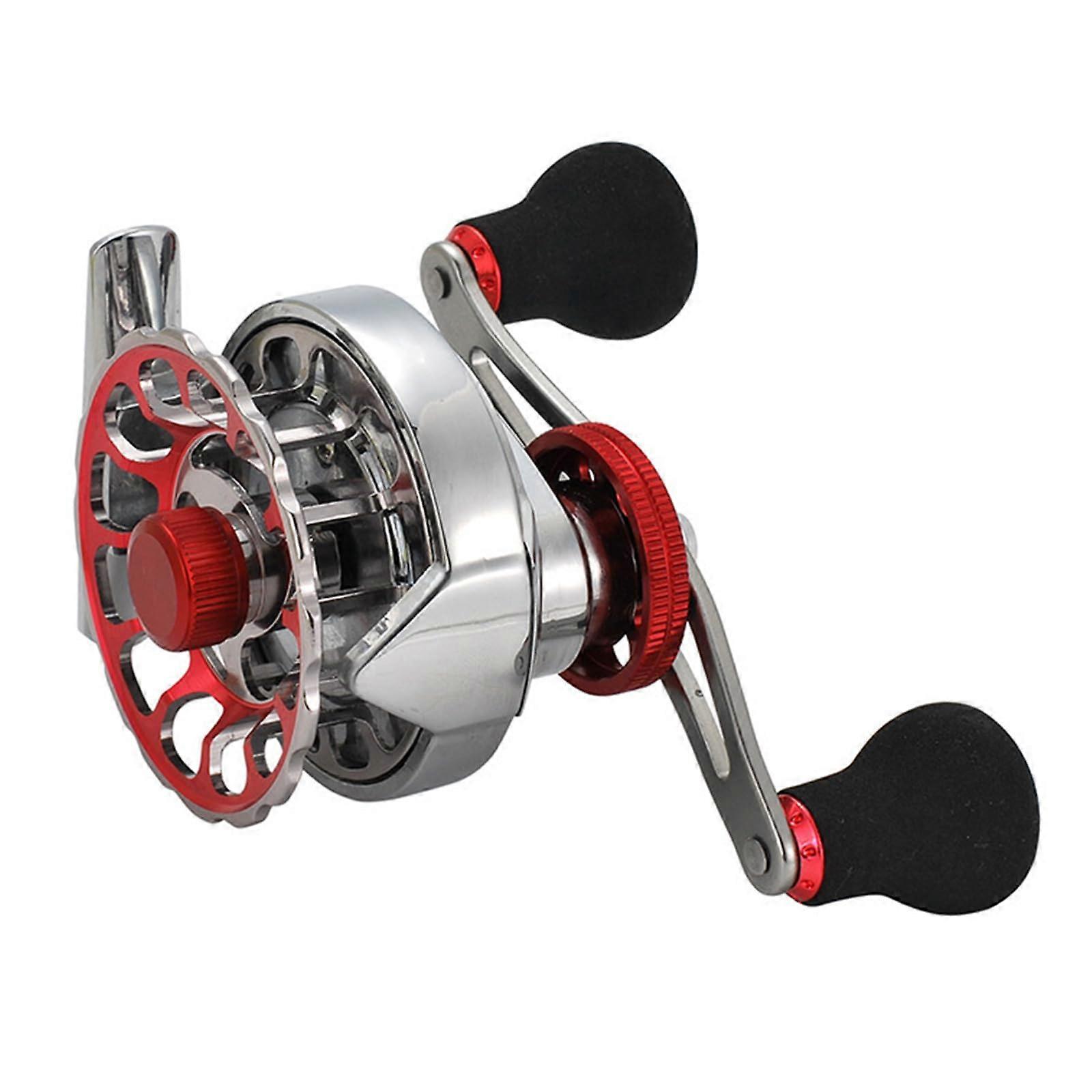 Fishing reel for sea fishing, powerful handle, interchangeable, right and lefthanded, lightweight, with 3.6:1 gear ratio for righthanders.