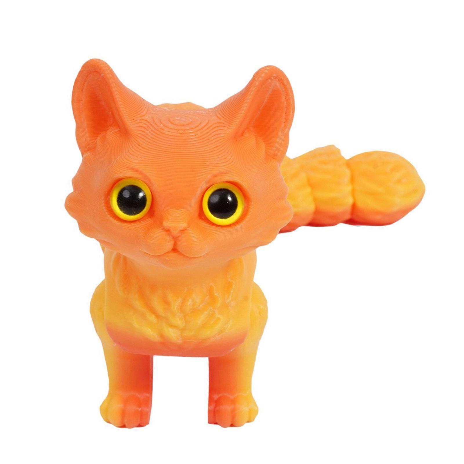 Interactive 3D Print Cats Figurine Toy with Flexible Joint Child Safe Colorful Model Figure Kitten for Office Desk Decors sunset