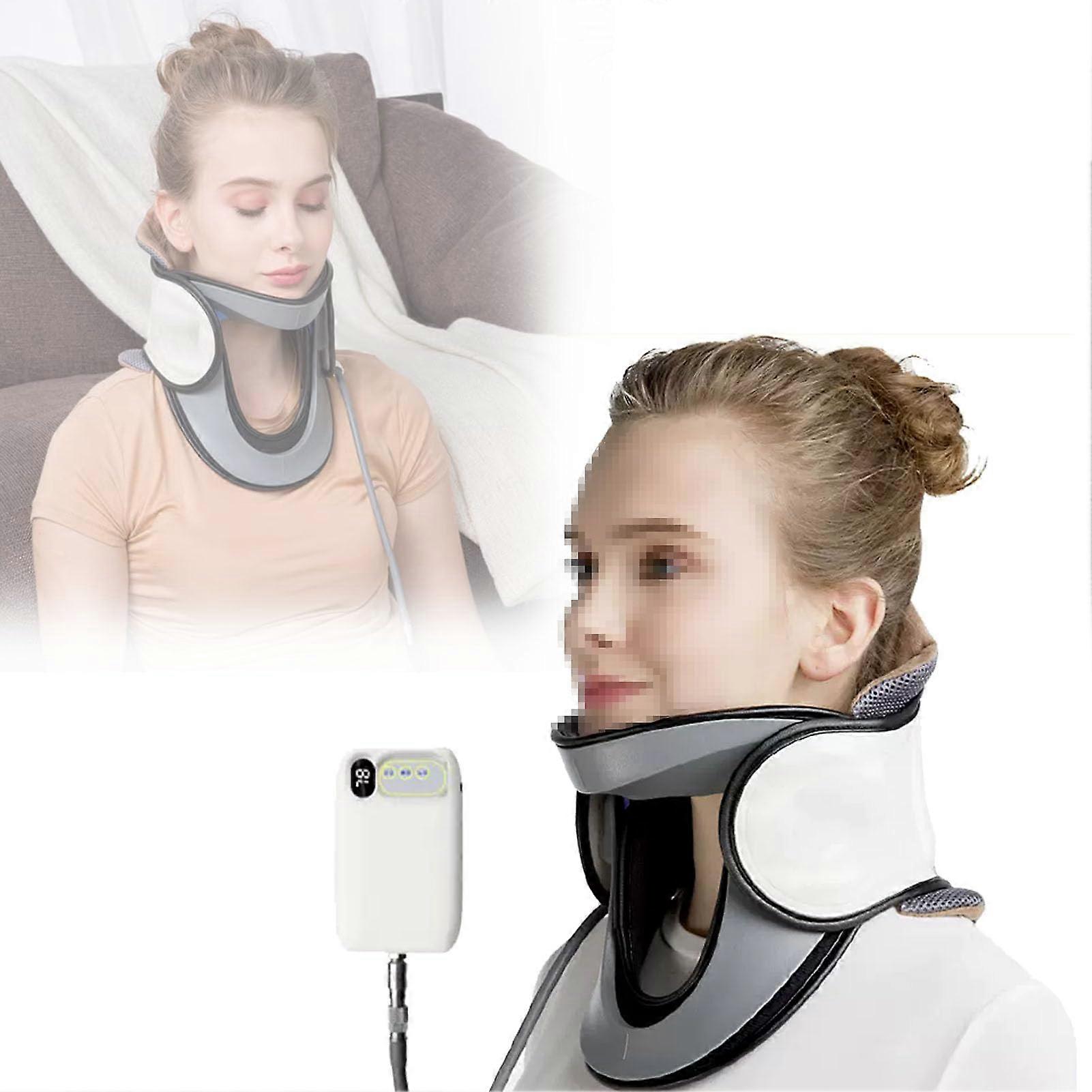 Inflatable And Adjustable Neck Strap For Posture Correction And Neck Support, Airbag Mount, White