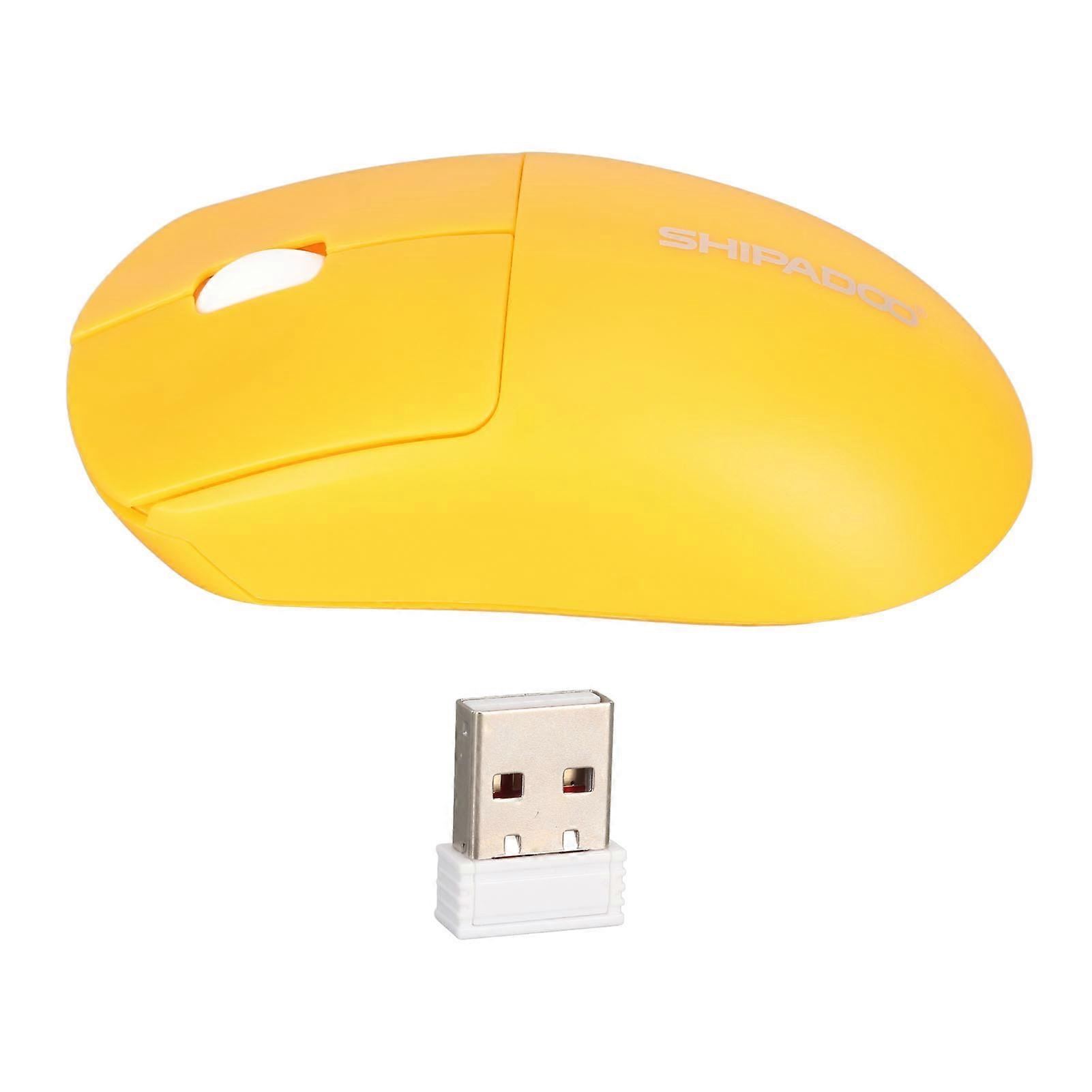1200 DPI 2.4GHz Wireless Gaming Mouse, Palm Compatible, Battery Powered, for Desktop, Laptop, Yellow