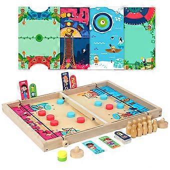 Table Game 12 in 1 Multifunctional Table Game Children's Bouncing Chess Bowling Double Battle Game Parent-child Interactive Fun Toy Children's Early E