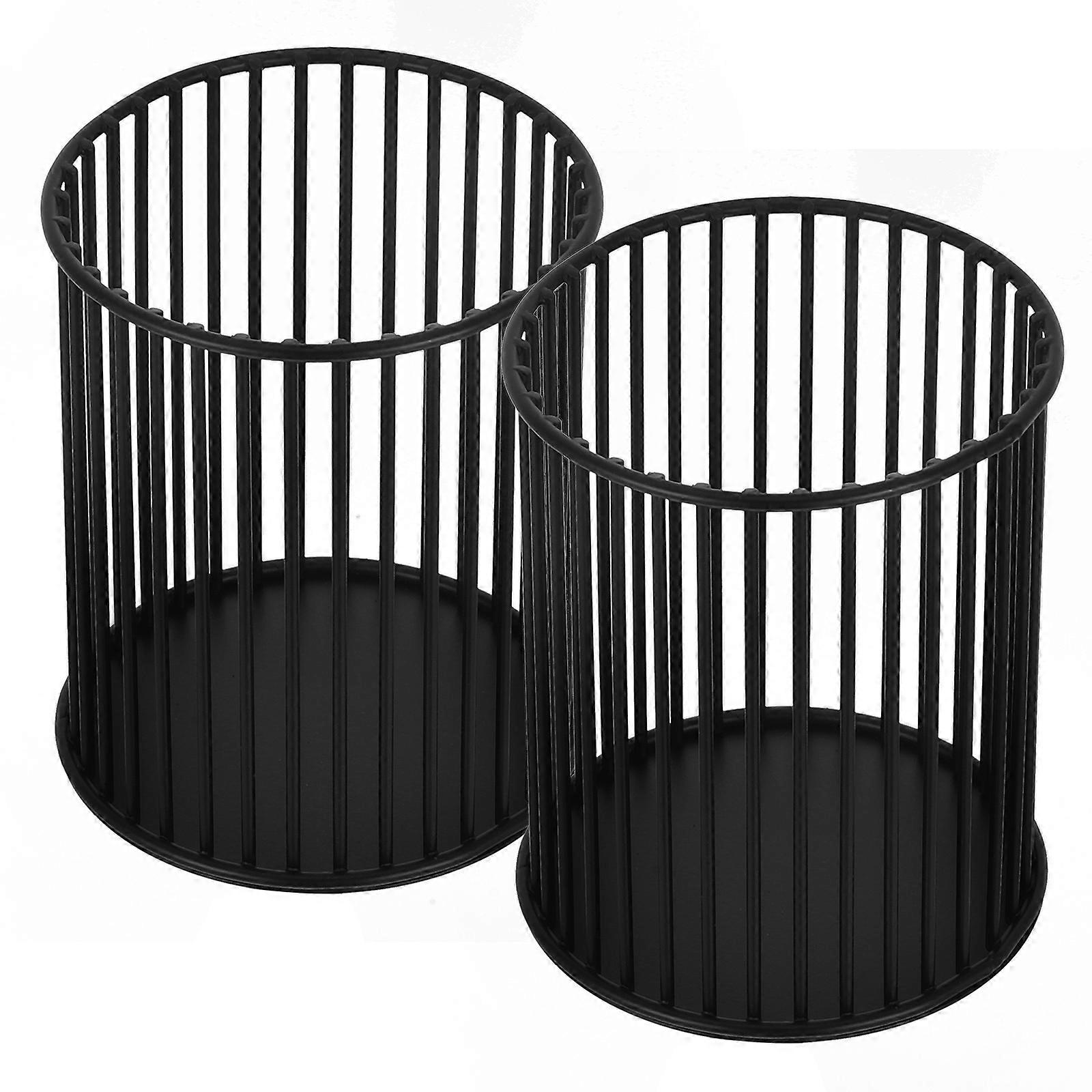 Desktop Pen Cup Pen Storage Organizer Metal Material Design For Kitchen 2Pcs