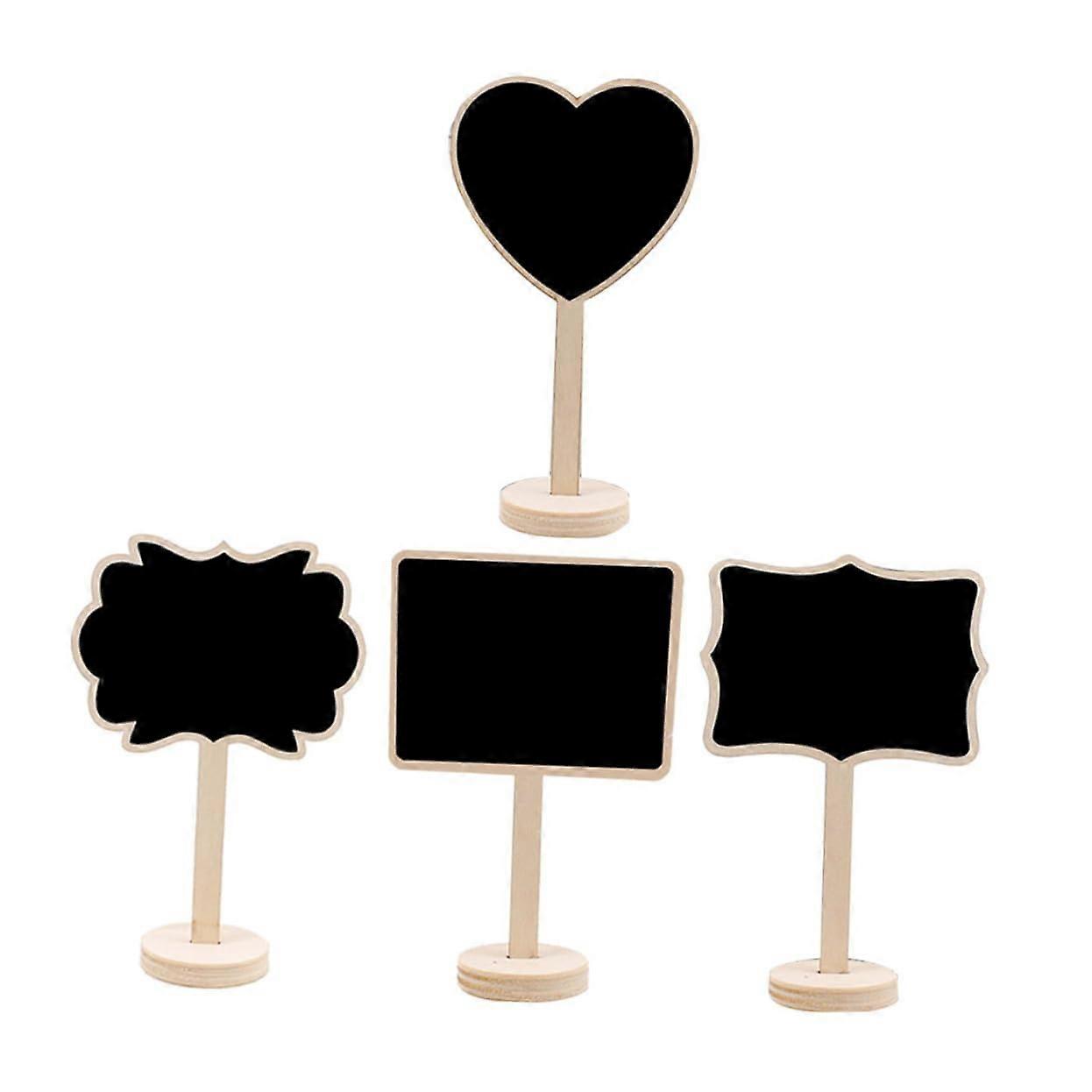 Pack of 4 Mini Blackboard Signs - Small Wooden Table Top Letter Board for Craft Messages and School Notes