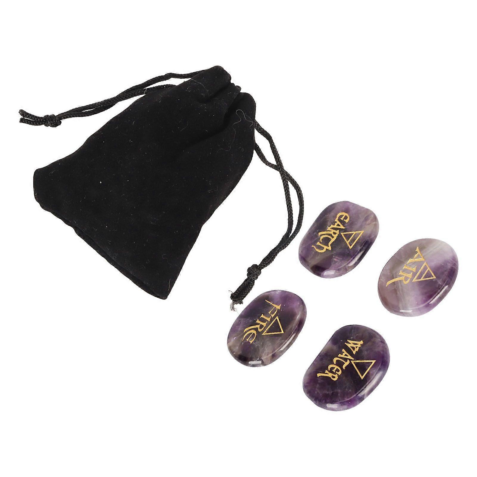 2025 Latest Model  4 Elements Assorted Stones Engraved Triangular Symbols