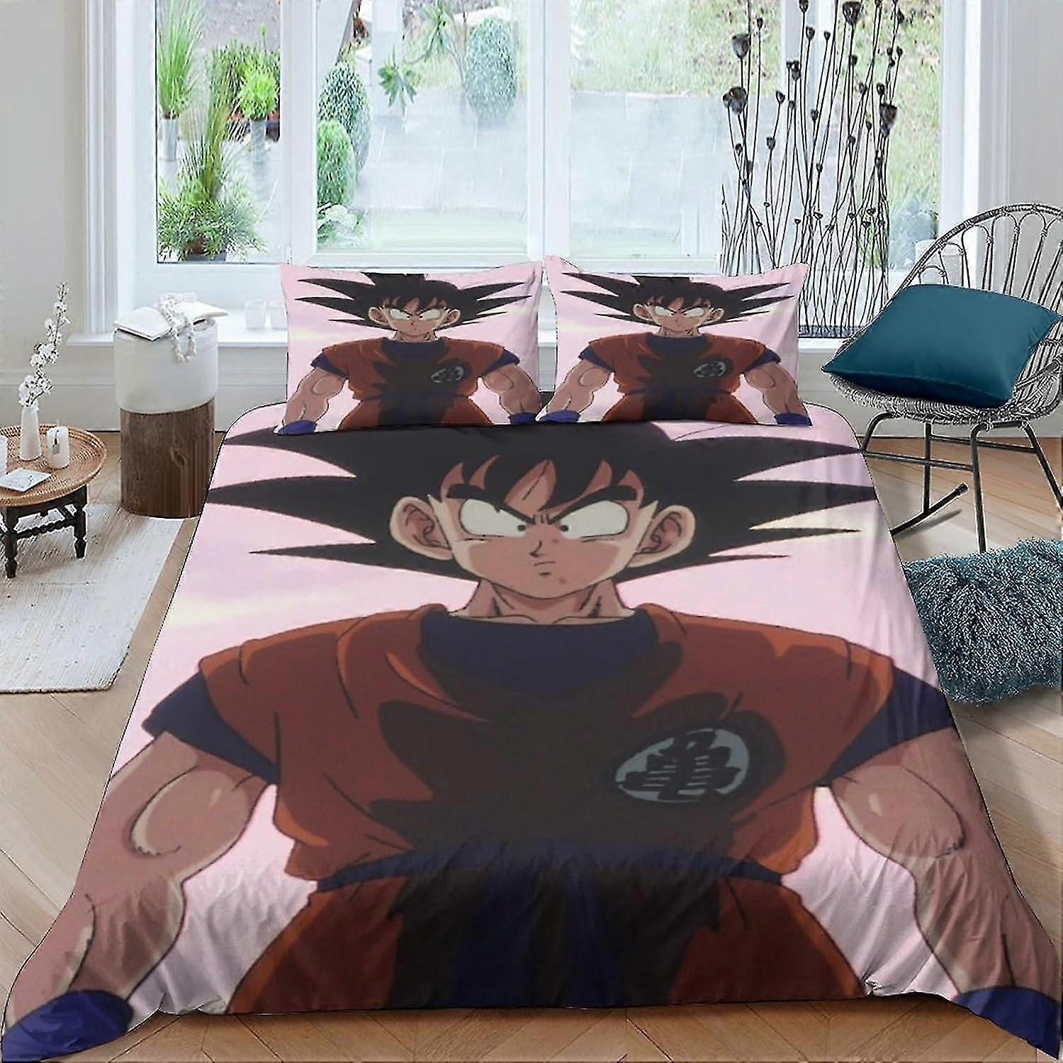 3D Printed Soft Microfiber Duvet Cover Set with Anime Characters, 3 Pcs Bedding Set with Zipper Closure and Pillowcase for Double Size