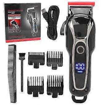 Aparador de cabelo elétrico Clipper Barbeador Professional Corte de cabelo Grooming Kit com 4 pentes guia para homens