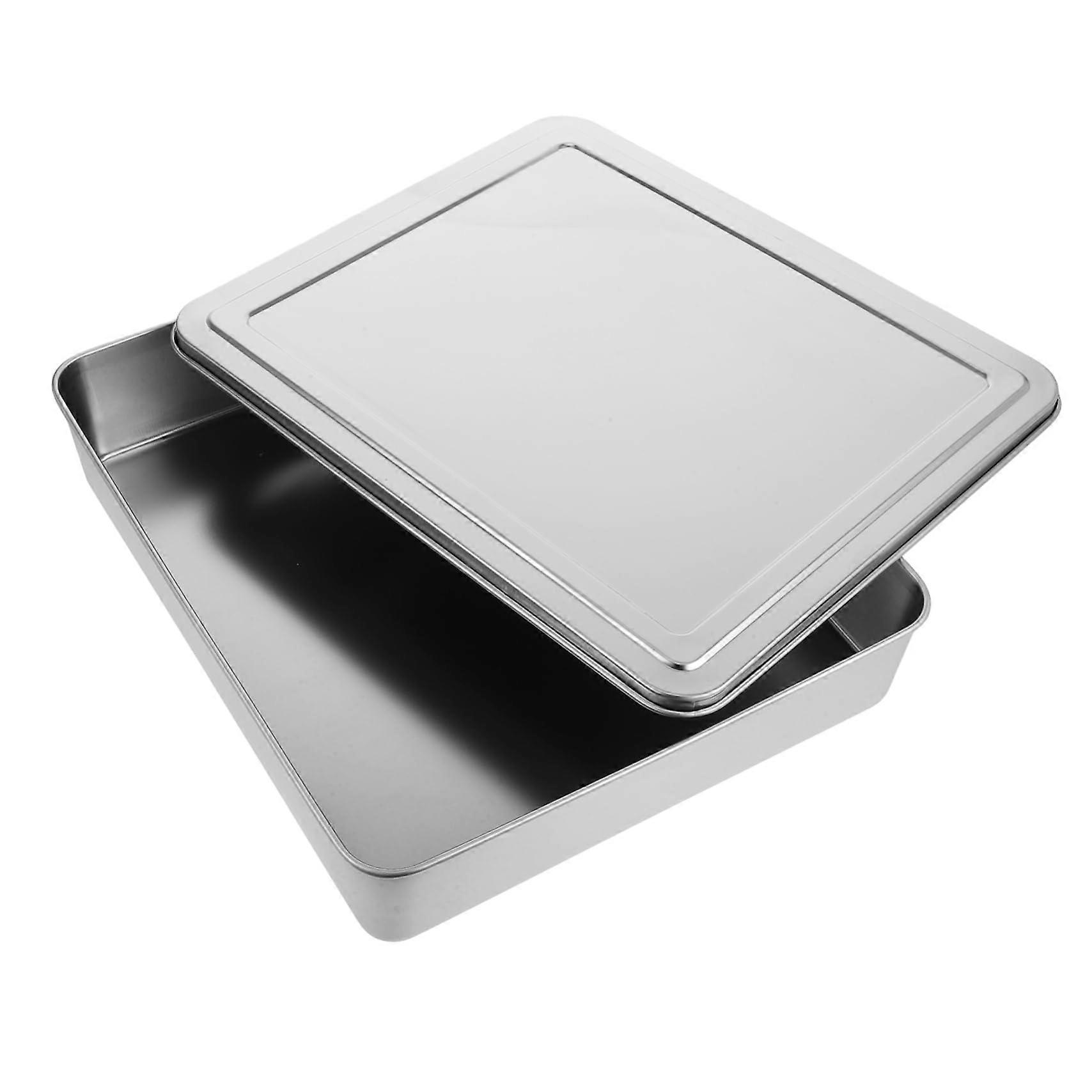 Rectangular stainless steel baking pans with lids, versatile baking sheets for lasagna and casseroles, silvercolored