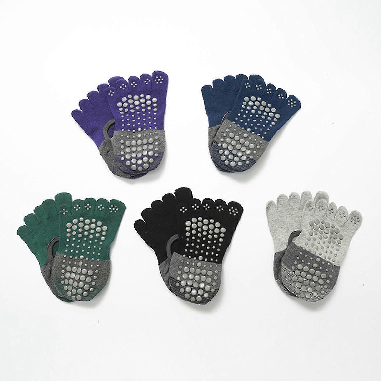 2켤레 요가 양말 반발가락 미끄럼 방지 그립 요가 양말 필라테스 양말, 발가락이 있는 여성용 요가 양말