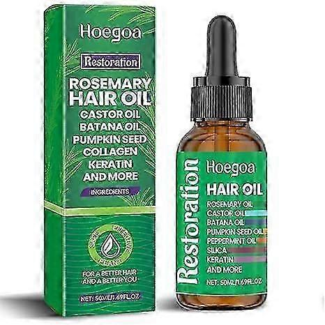 ローズマリーヘアオイル、バタナオイル、ヒマシ油、カボチャの種油、ペパーミントオイル、シリカ、ケラチン、コラーゲン、複数の髪の有益な成分、O