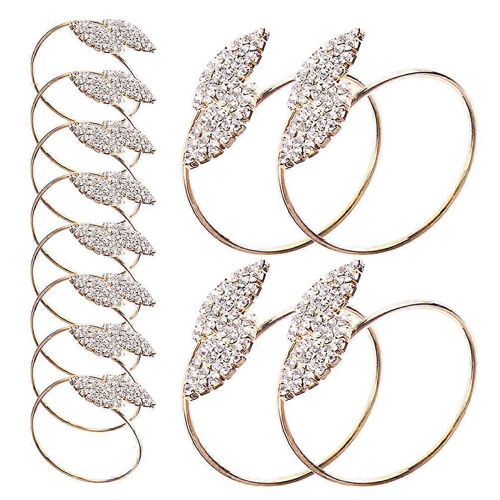 Metal Napkin Holders Rhinestone Leaf Shape Elegant Party Napkin Clasp 12Pcs