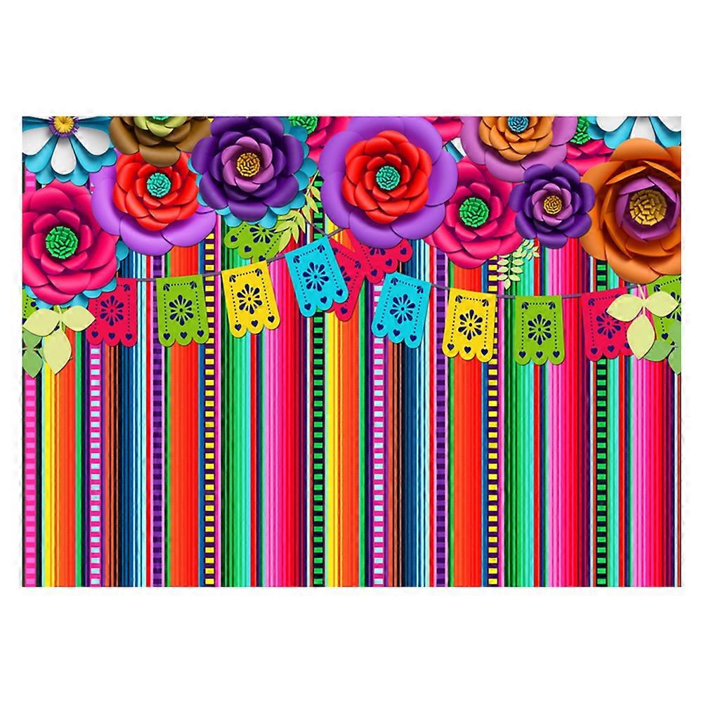 Carnival Backdrop Mexico Theme Photography Background Colorful Flag Rectangular 210x150cm Decorative Prop 1Set