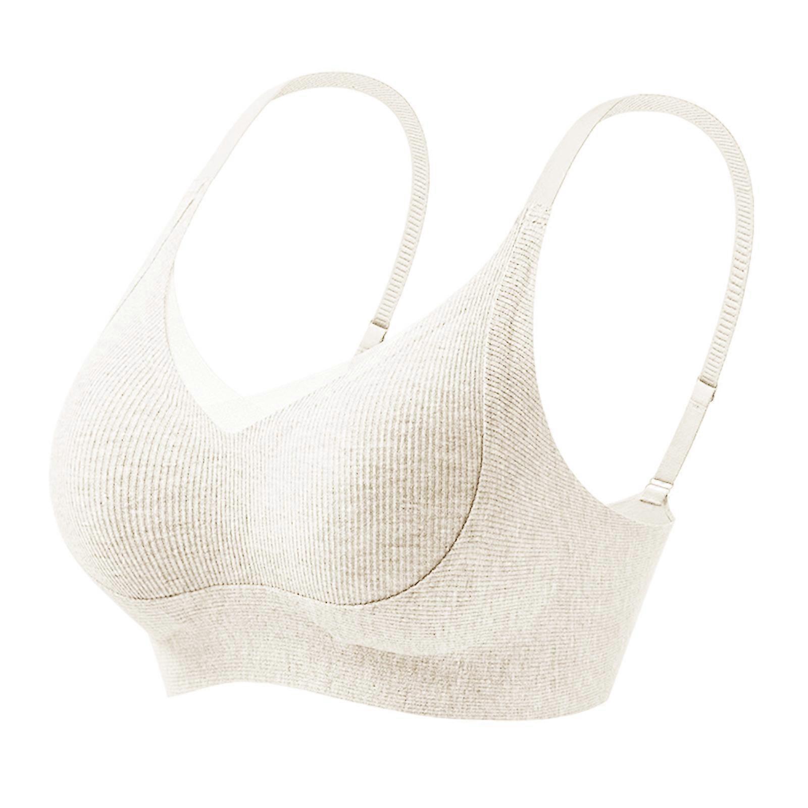 Supportive Everyday Bra For Women Smooth Trim Design Comfort Nylon Fabric Push Up Bralette Mesh Crossover Underwear Milk white XL