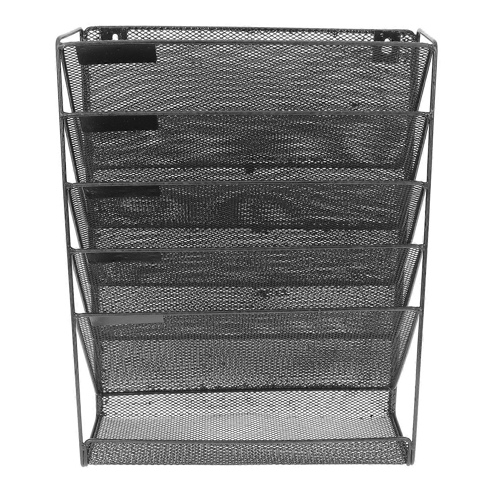 Wall Mounted File Organizer Mesh Design Multi Function Hanging Document Holder Office Home Storage Rack Files Books Notebooks Space Saving
