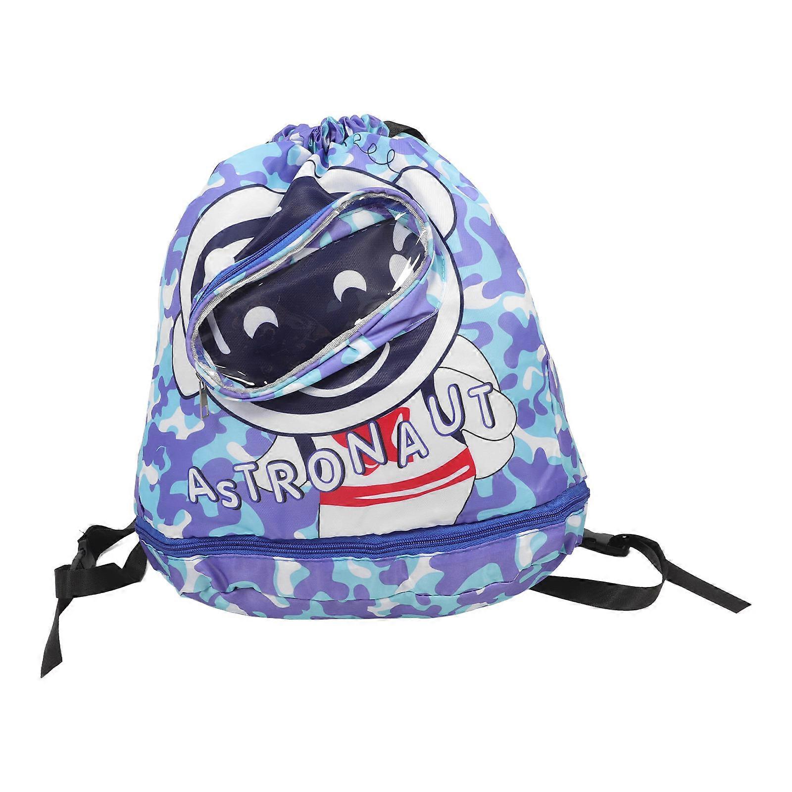 Swimming Drawstring Backpack Cartoon Design For Toddlers Blue 37.00X34.00X13.00CM Waterproof 1Set
