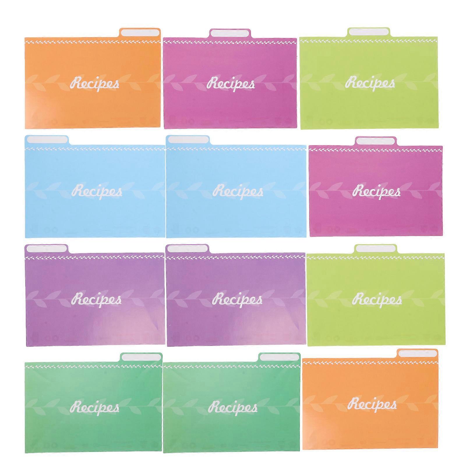 Organisation des séparateurs de cartes de recettes pour les fournitures de cuisine avec une conception et une impression multifonctionnelles 12 pièces