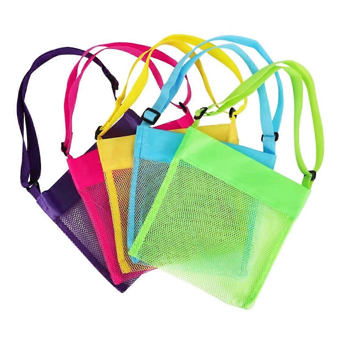 Beach Shells Mesh Bags Portable Multifunctional Kids Toy Storage Handbags Random Color 5pcs, Playsets