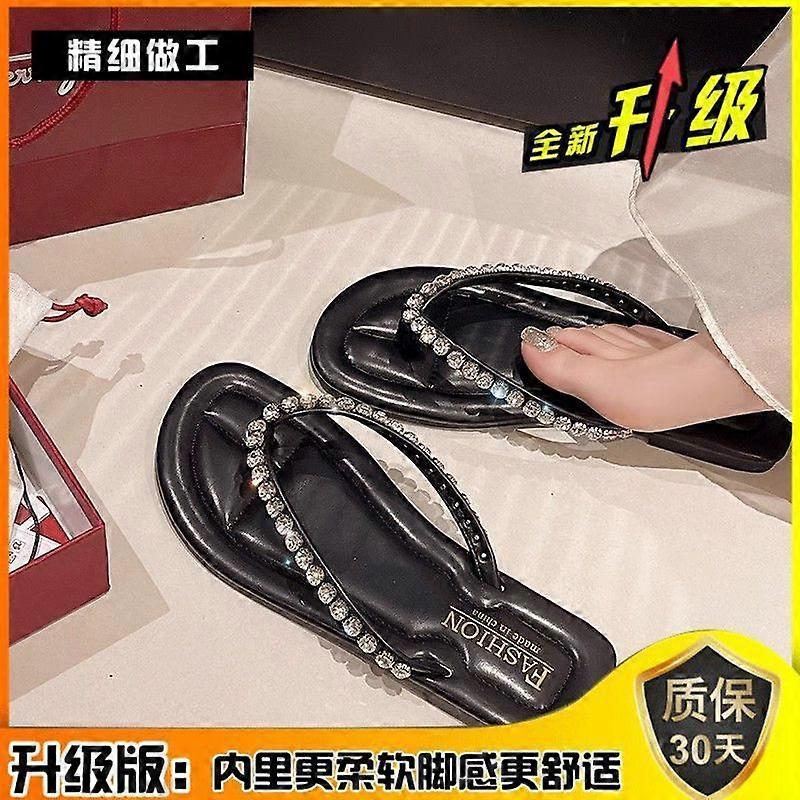 Summer Seaside Beach Flip-Flops Women's Slippers Outer Wear Fairy All-Matching Angle Slippers Square Toe Shoes Non-Slip Flip-Flops