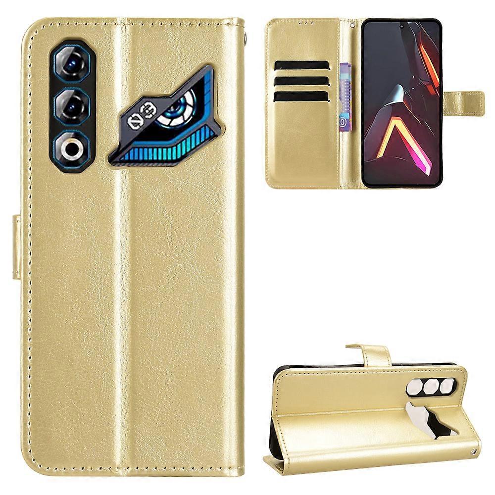 لحقيبة جلد ZTE nubia Neo 3 GT 5G PU مع حزام غطاء محفظة هاتف Crazy Horse Texture ذهبي