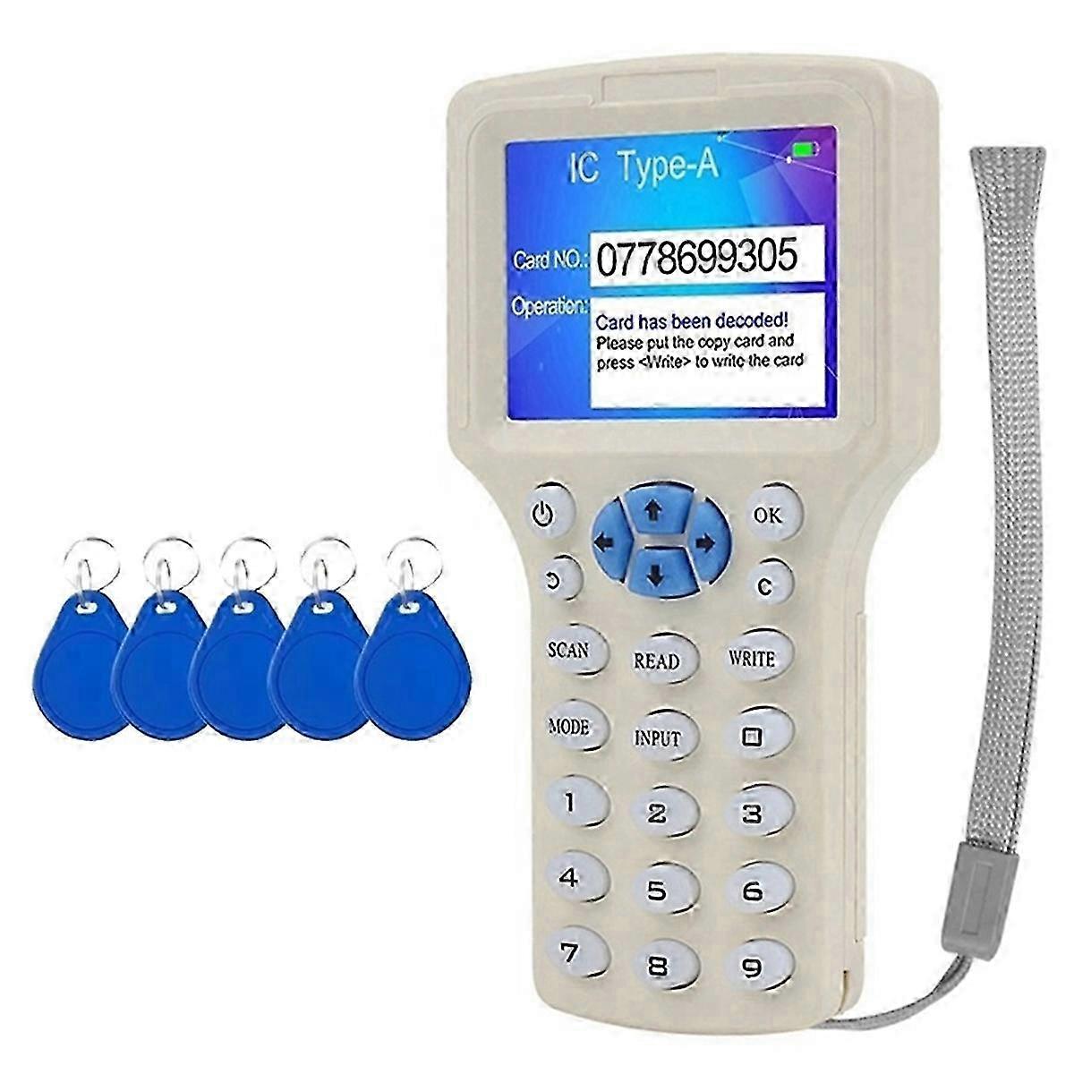 RFID NFC Smart Card Reader & 5 x CUID Sleutelhanger Duplicator - 125KHz Kloonapparaat voor Eenvoudige Toegangscontrole