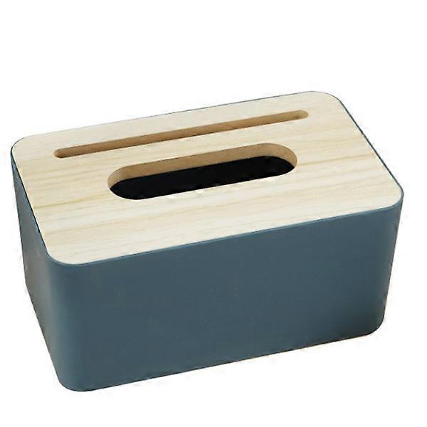 Rectangular wooden tissue box, napkin holder (blue).