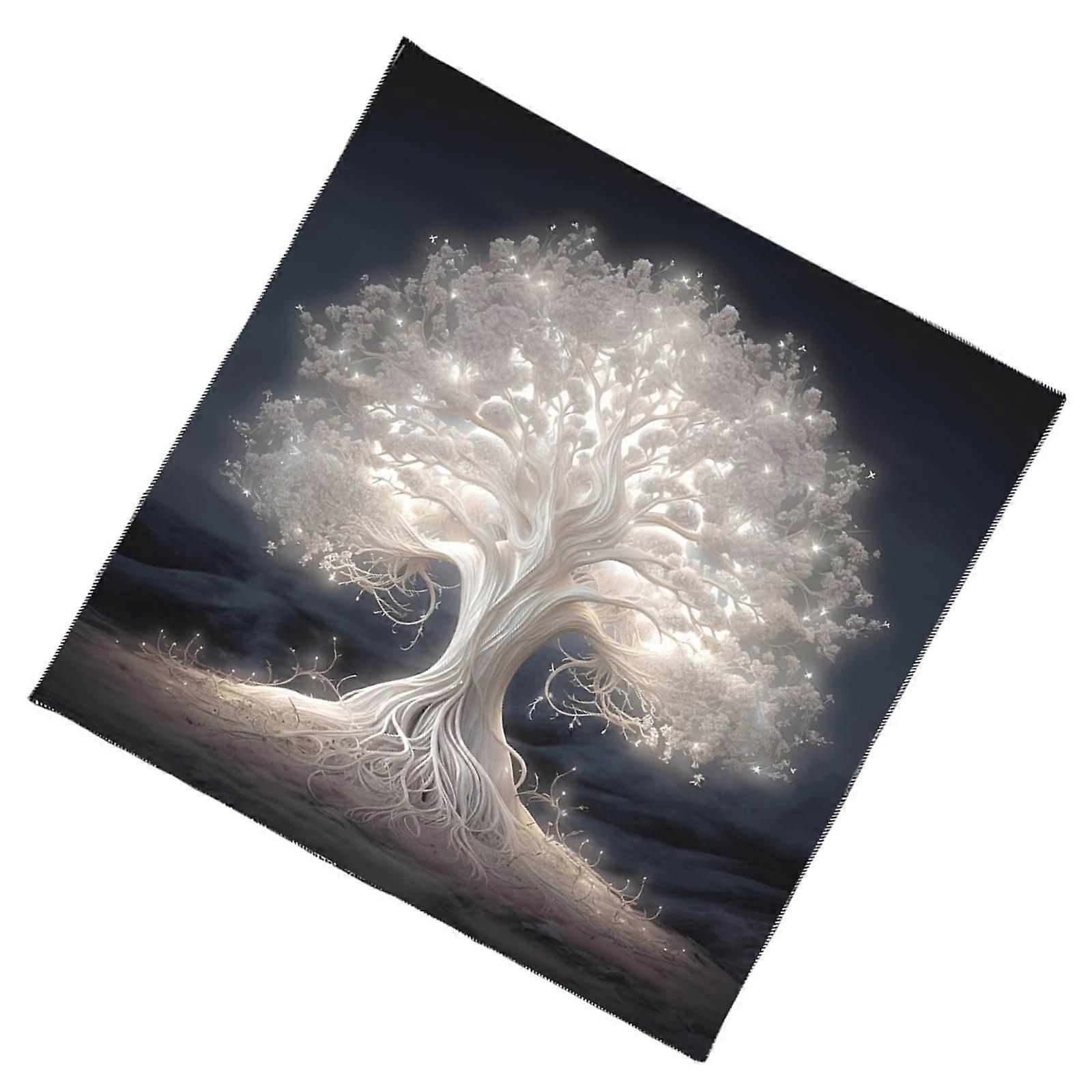 Tarots Tablecloth White Tree Pattern Astrology Altars Cloth Divinations Card Table Cloth Tapestry Witchcrafts Supply  75x75cm