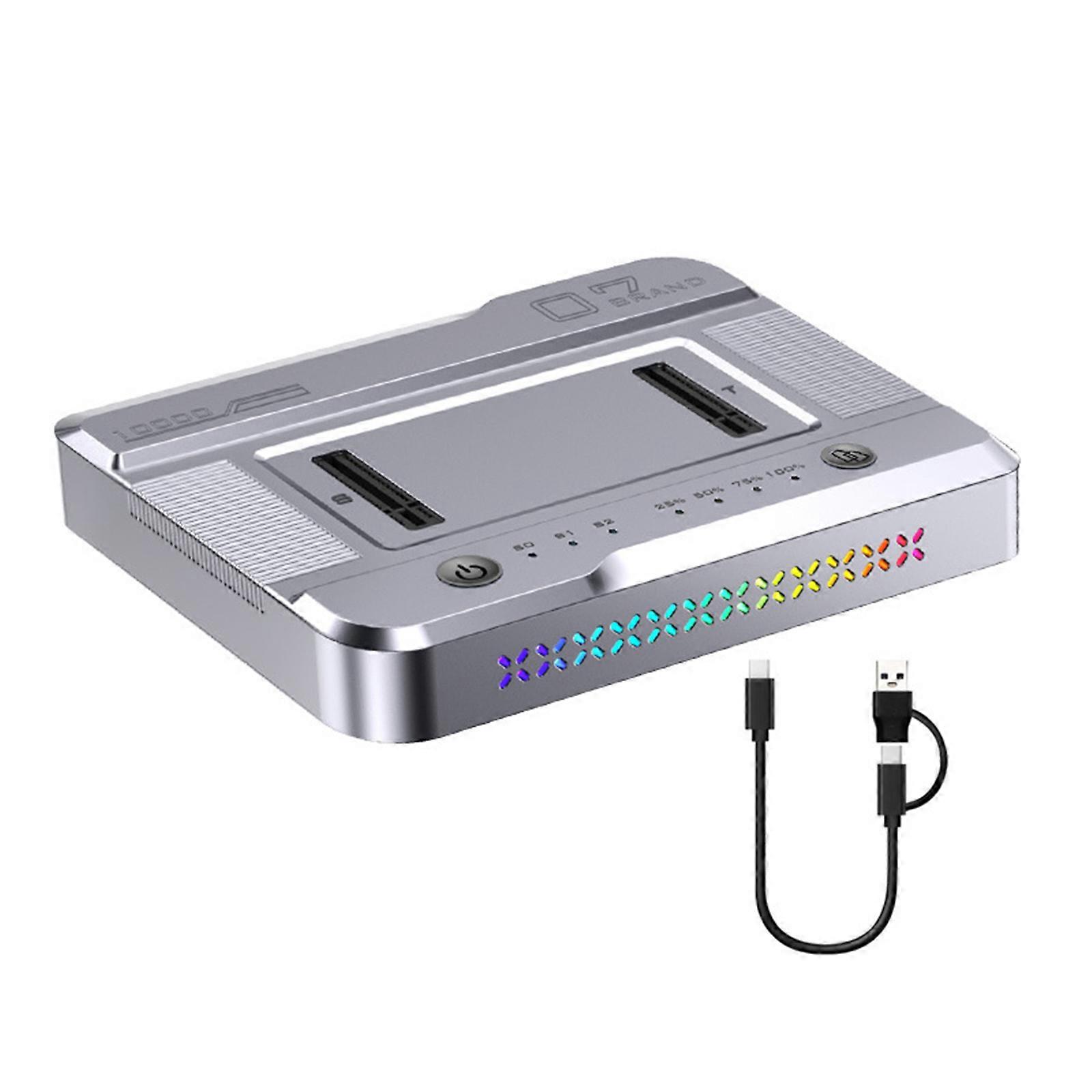 Color Double M.2 NVMe Solid Disk Docking Station 2000MB/S USB3.2 20Gbps Aluminum Multiple Size Compatibility Vertical Design Multicolor