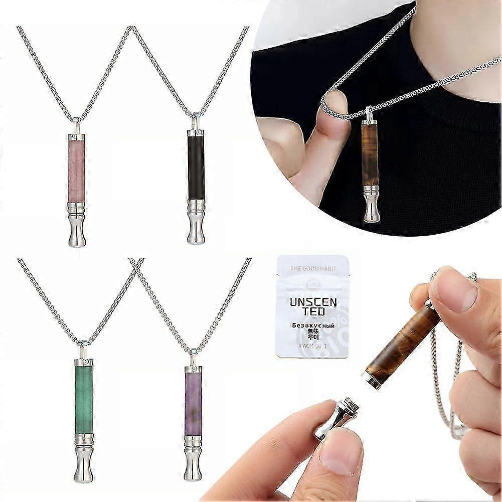 禁煙、ストレス解消、瞑想用エアフィルター付き不安呼吸ネックレス男性用女性用チェーンネックレス zz4