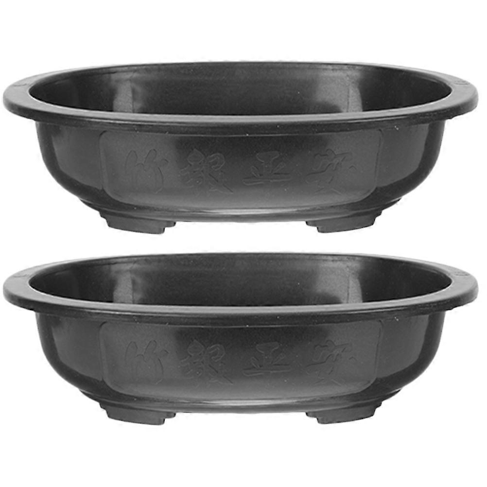 Oval Plant Pots for Bonsai Training with Workmanship and Detailed Appearance Black PP