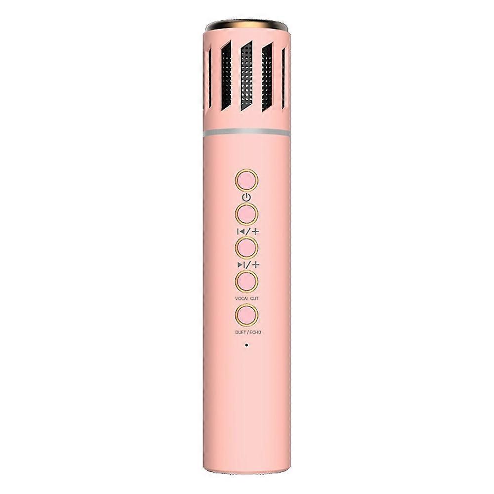 K20 2 in 1 Karaoke Microphone Wireless Bluetooth-compatible Speaker with Colorful LED Light - Pink