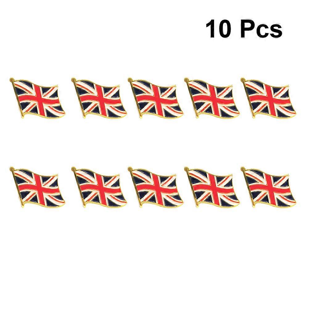 Brooch Flag United Kingdom Souvenirs Party Gathering Rectangular Shape Iron Material 10Pcs