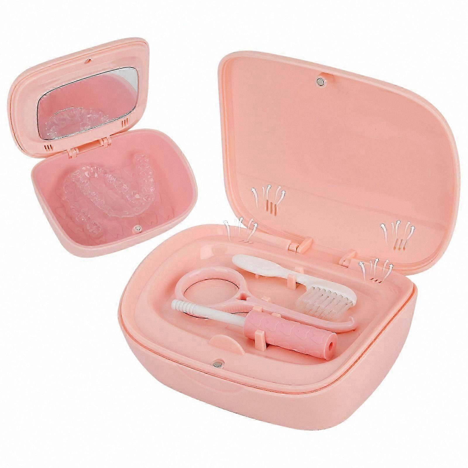 Denture Care Kit with Case, Brush, Chewies, Removal Tool and Mirror for Easy Maintenance