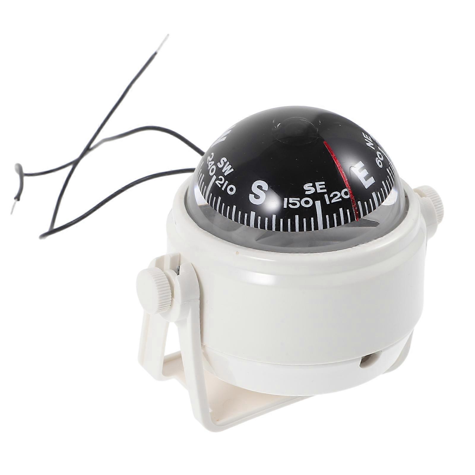 White Acrylic Car Compass for Dashboard Navigation Direction with Sphere Shape Design Fits Cars Boats Trucks 3.15 Inches