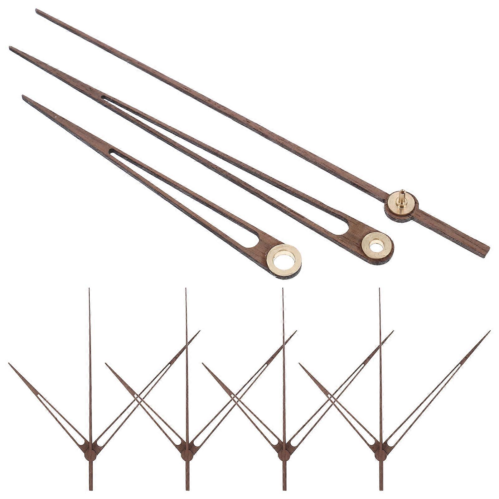 5 Sets DIY Clock Kit Wooden Hands Cross Stitch Copper Sleeve for Home Office School Accurate Time Display Clock Parts and Accessories