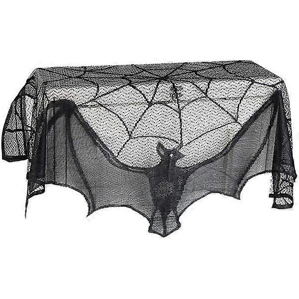 Halloween bat black spiderweb lace tablecloth 93x57cm