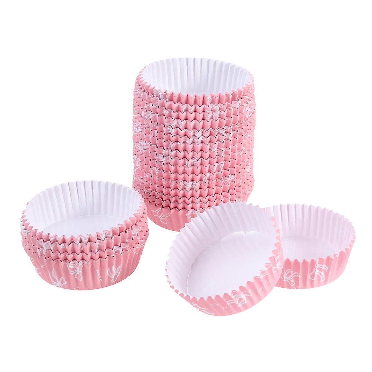 Cupcake Liners Paper Heat Resistant Cupcake Wrappers Oil Proof Pink Round Baking Cups for Wedding Birthday Party 200Pcs
