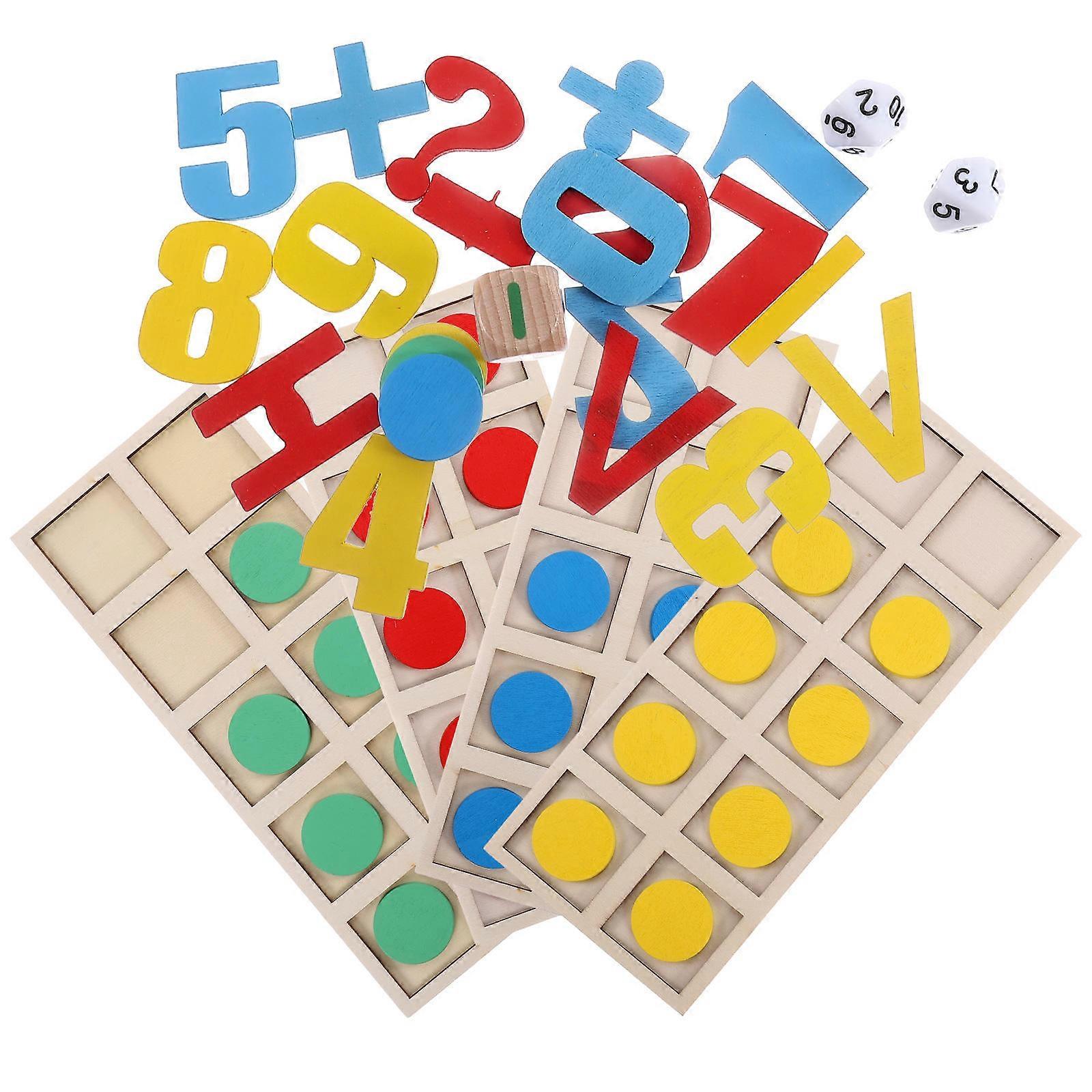 Wood Math Counters for Kids Addition and Subtraction Toy Assorted Color for Home School Use